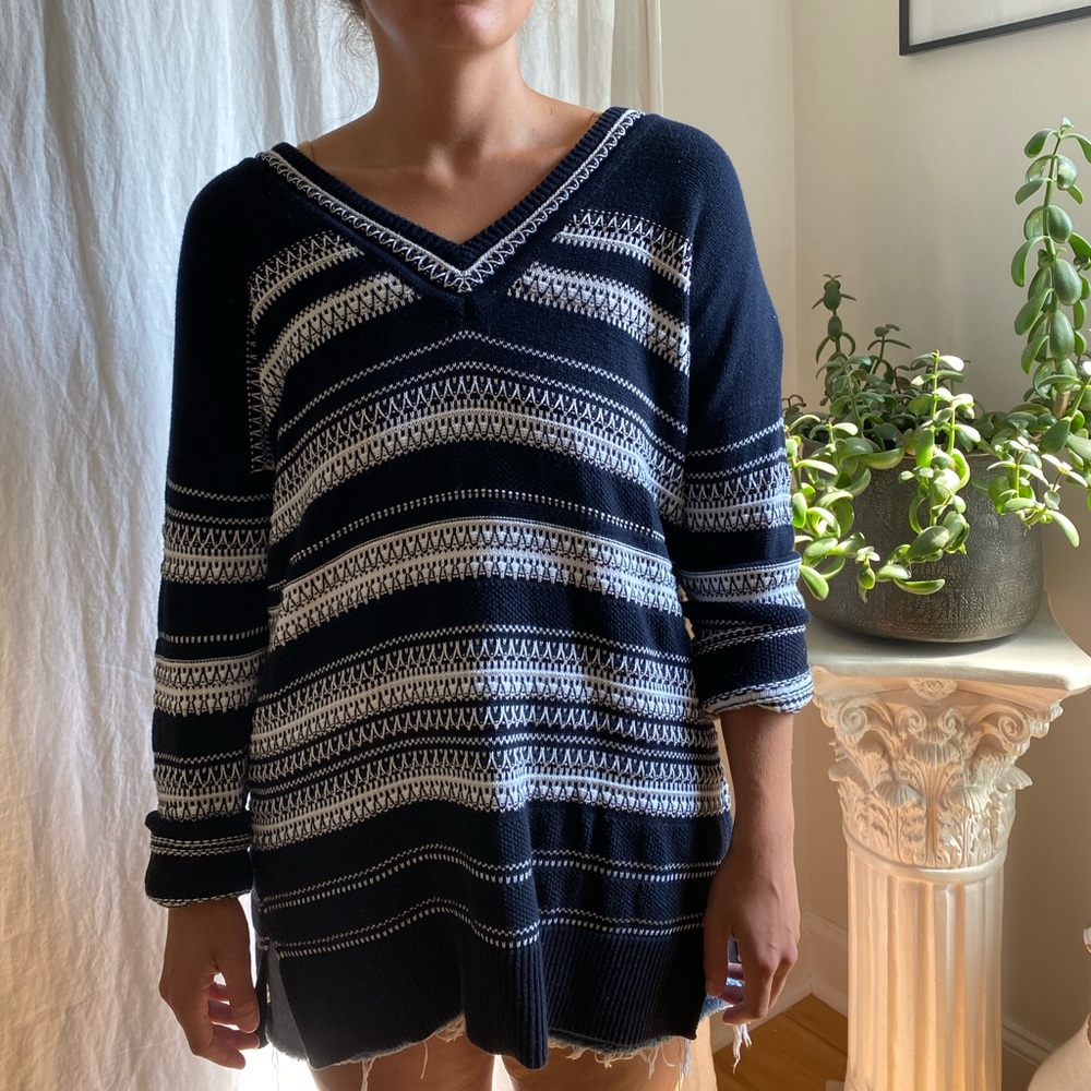 Vince Oversized Striped Texture Knit Sweater